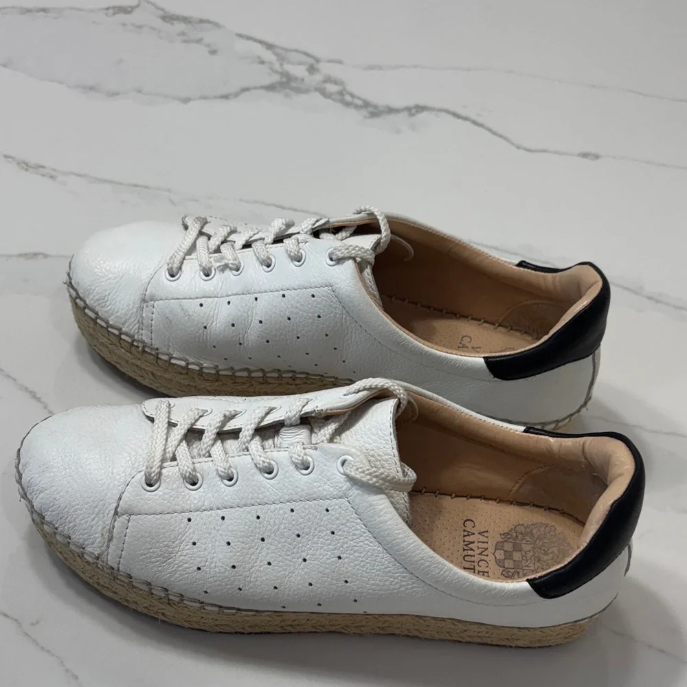 Vince Camuto leather White and Black Espadrille Sneakers